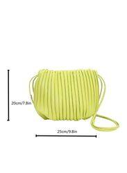 Minimalist Ruched Design Bucket Bag For Women, Green