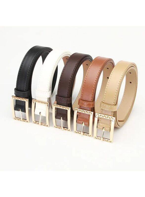 Elegant White Simple and Versatile Leather Belt for Women, White - Size 105*2.4cm