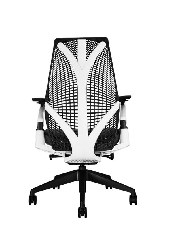 Office Furniture, Ergonomic Medium Back Office Chair Mesh Swivel Office Chair with White Frame, Black
