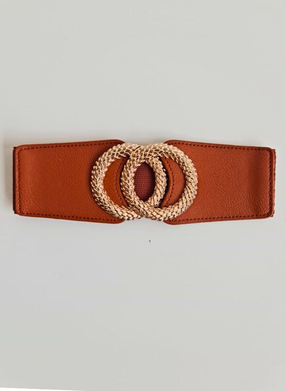 Elastic Belt Stretchy Belt Vintage Waist Belt with Metal Buckle for Women