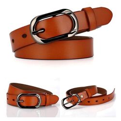 Classic Camel Leather Belt for Women - Size 115*2.3cm