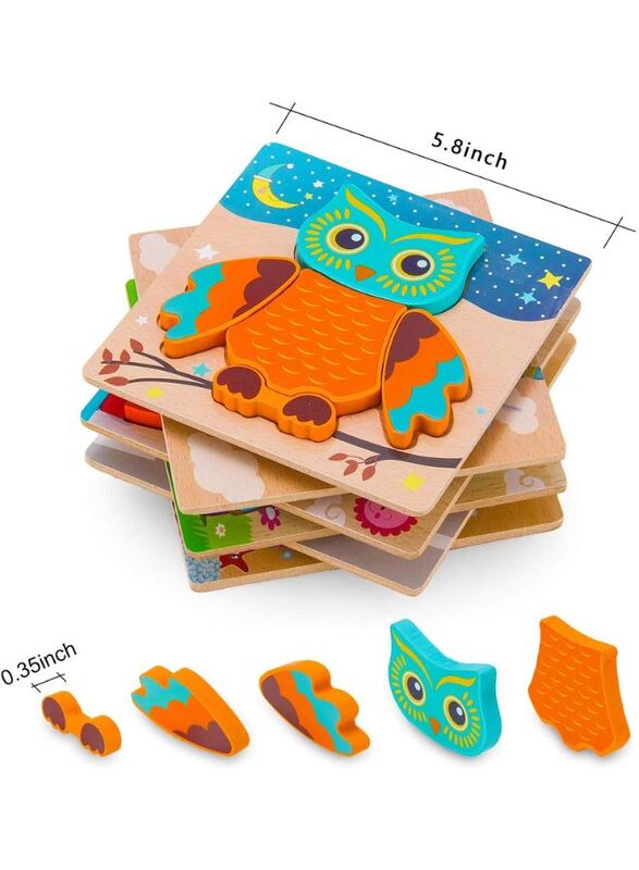 Wooden Puzzles for Kids Boys and Girls Pets Set Owl