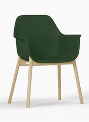 Wood Leg Plastic PP Back Office Chair, Visitor Chair For Office and Home, Green