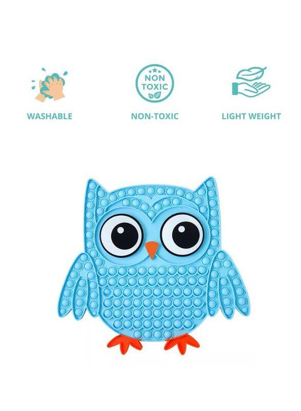 Push Pop Bubble Fidget Toy, Silicone Animal Sensory Squeeze Toy, Stress Relief, Anti-Anxiety, ADHD, Autism, Special Fidget Popper Gift for Kids and Adults, Owl A