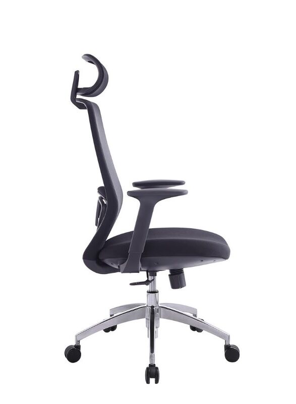 High Back Mesh Office Executive Chair With Headrest, Height Adjustable Black Frame Chair, Black