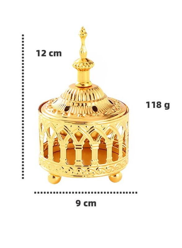 Elegant Bakhoor Incense Burner Gold - Portable Luxurious Golden Burner for Home, Relaxation and Office