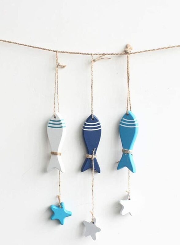 3 Pieces Wooden Fish Wooden Fish Mediterranean Maritime Wall Decoration Pack of 4