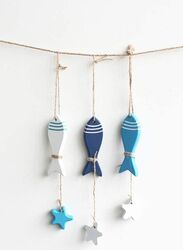 3 Pieces Wooden Fish Wooden Fish Mediterranean Maritime Wall Decoration Pack of 4