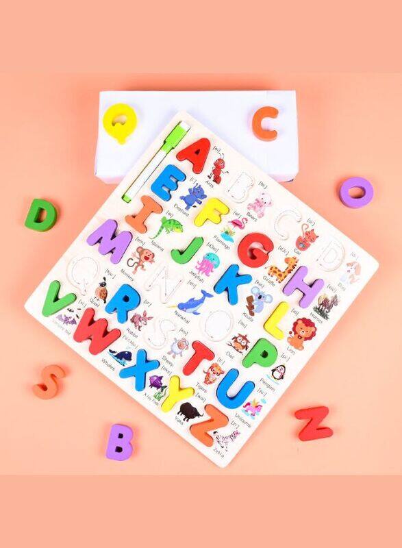 Alphabet and Number Puzzle, Kids Early Development Toy, 3D Wooden Alphabet and Number set