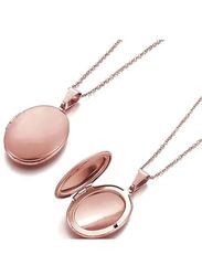 Stylish Stainless Steel Charm Necklace - Timeless Elegance in a Rose Gold Hue