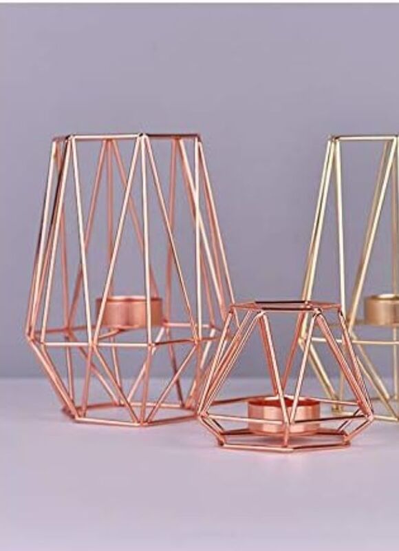 Elegant Metal Candle Holder - Stylish and Functional Home Decor Accent (Rose Gold)