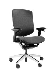 Ergonomic Revolving Chair for Office, Home and Shops with Adjustable Height, Armrest and Aluminum Base, Dark Grey