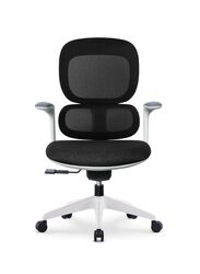 Modern Executive Ergonimic Office Chair Without Headrest, White Frame for Office, Home and Shops, Black