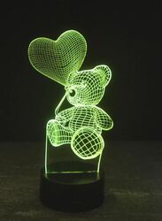 3D Teddy Bear Shape Night Light Touch Table Desk Optical Illusion Lamps 7 Color Changing Lights Home Decoration Xmas Birthday Gift