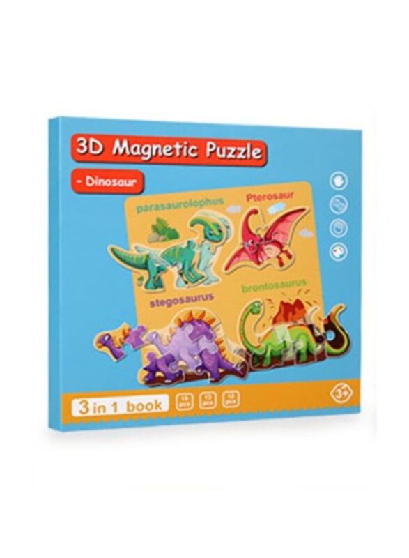 Montessori Magnetic Cardboard Puzzle Book Toys Durable Reusable Paper Puzzles for Visual Cognitive Training Dinosaur