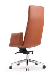 Luxury Swivel Leather Computer Furniture Executive Ergonomic High Back Office Chairs, Brown