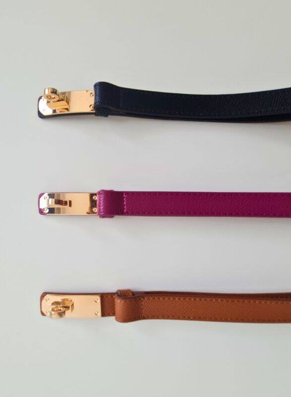 Womens Skinny Leather Belt Thin Waist Belts with Metal Buckle