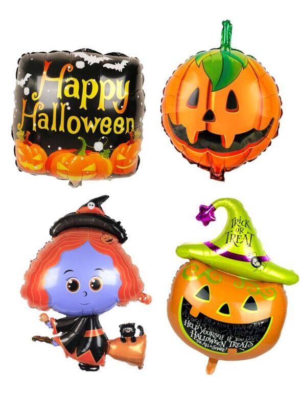 

Generic 4 pc Birthday Party Balloons Large Size Halloween Set Foil Balloon Adult & Kids Party Theme Decorations for Birthday, Anniversary, Baby Shower