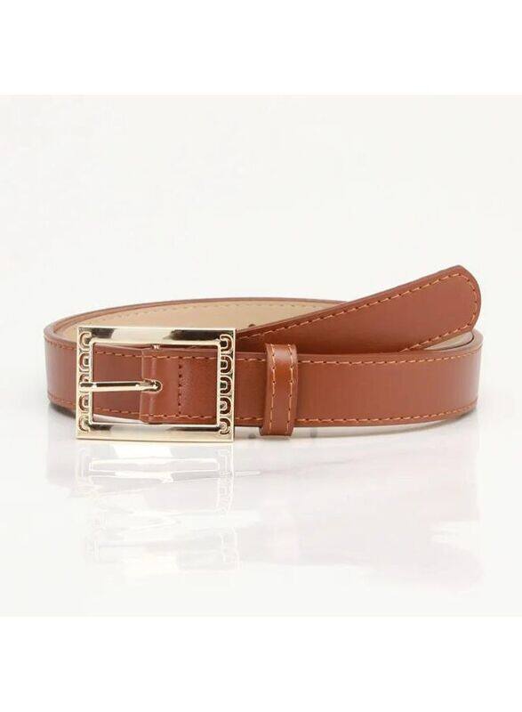 

China Elegant White Simple and Versatile Leather Belt for Women, Camel - Size 105*2.4cm