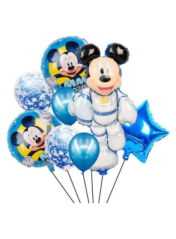 Disney Mickey Mouse Balloon Set - Blue Fun Party Decor with Balloon Bouquet, Latex Balloons, and Foil Mickey Balloon Perfect for Birthdays, Baby Showers