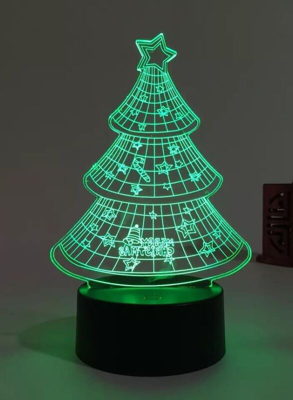 3D Christmas Tree Shape Night Light Touch Table Desk Optical Illusion Lamps 7 Color Changing Lights Home Decoration Xmas Birthday Gift