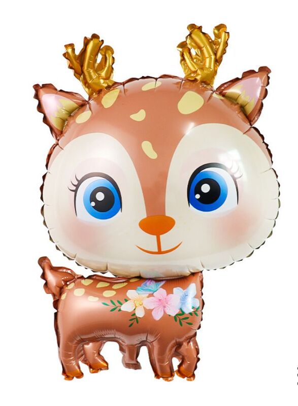 1 pc Birthday Party Balloons Large Size Deer Foil Balloon Adult & Kids Party Theme Decorations for Birthday, Anniversary, Baby Shower, Brown
