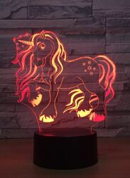 3D Unicorn Shape Night Light Touch Table Desk Optical Illusion Lamps 7 Color Changing Lights Home Decoration Xmas Birthday Gift