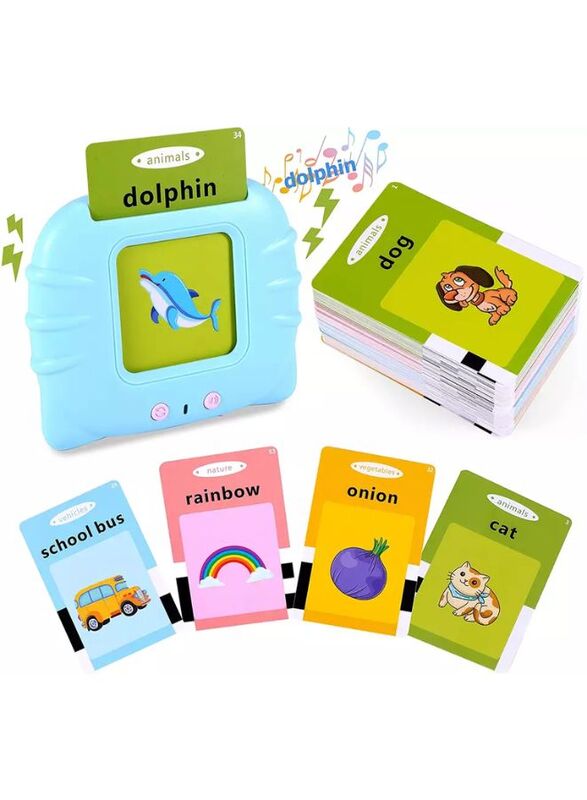 112 Cards Talking Flash Cards for Toddlers 2-4 Years, Speech Therapy Learning Toy, Blue