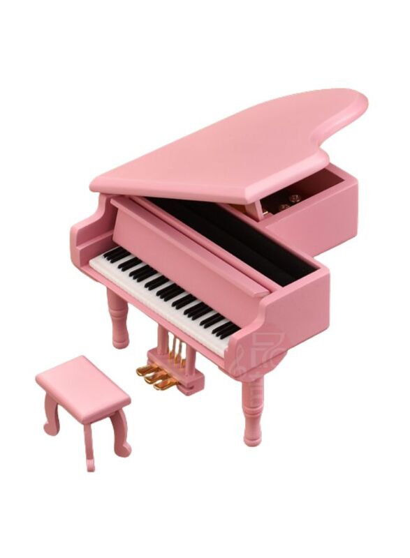 Vintage Windup Wooden Piano Music Box With Classical Music Tunes, Creative, Cute And Romantic Musical Gift for Birthday, Valentine, Christmas, Pink