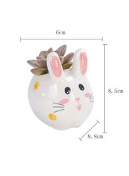 6 Pcs Lovely Cartoon Rabbit Succulent Ceramic Flower Pot Cute Animal Mini Green Plant Basin Planter Home Decoration Fairy Gardening