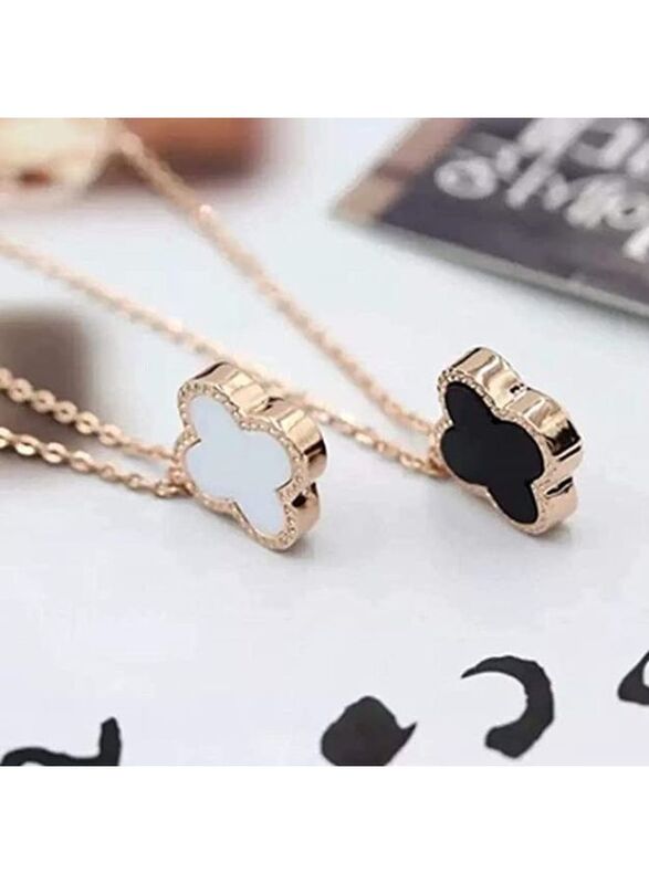 Double Sided Four Leaf Clover Necklace for Women Stainless Steel Lucky 4 Leaf Pendant Jewelry gift for Mother and Daughter