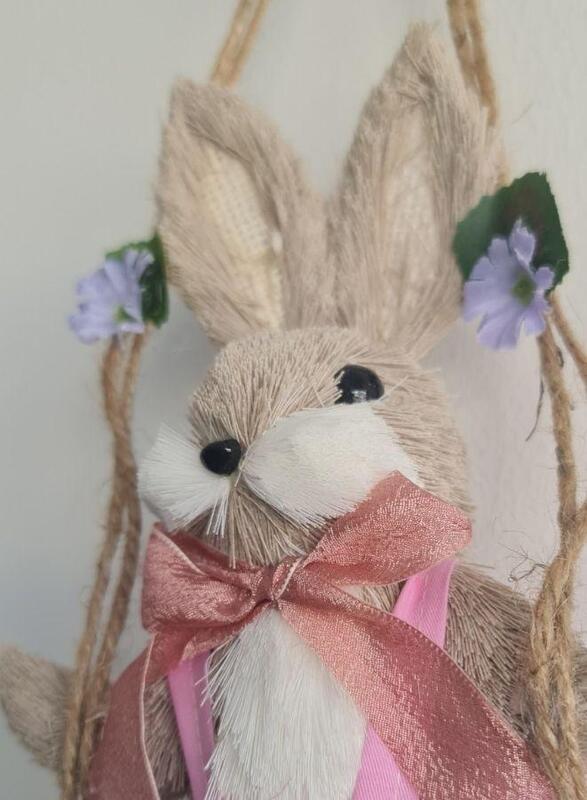 FATIO Easter Bunny Figure Handmade with Straw Party and Easter Gift Decoration Home Decor (46 cm)