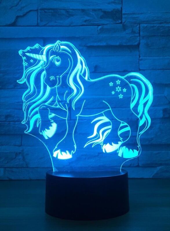 3D Unicorn Shape Night Light Touch Table Desk Optical Illusion Lamps 7 Color Changing Lights Home Decoration Xmas Birthday Gift