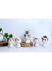 4 Pcs Cute Succulent Mini Cat Planter, Succulent Pots with Drainage Hole Flower Plant Pot Cartoon Ceramic Tiny Pot for Indoor Mini Flower Planters Cactus Container Set of 4