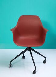 Multi-Purpose Visitor Chair Upholstered Seat and Back, Red