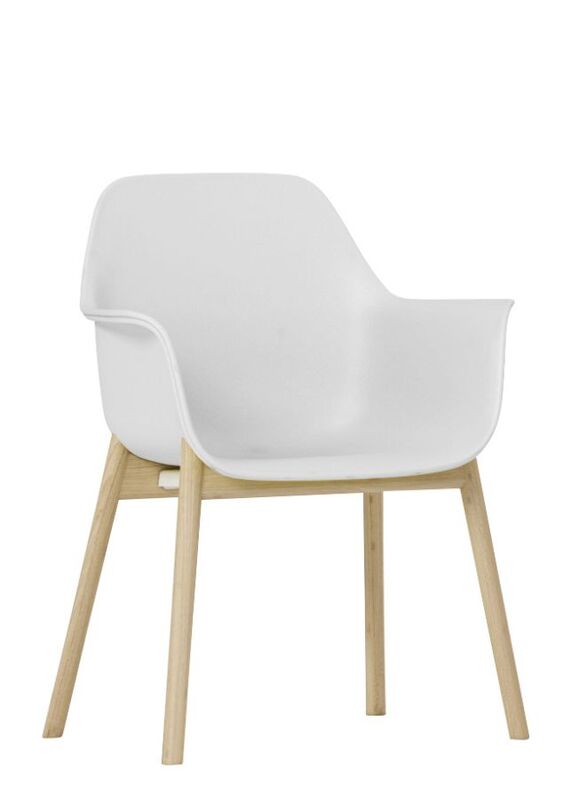 Wood Leg Plastic PP Back Office Chair, Visitor Chair For Office and Home, White
