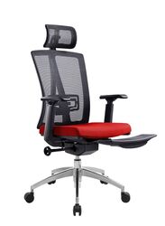 Modern Ergonomic Office Chair with Adjustable Headrest, Armrest and Footrest for Office Executives and Managers, Red