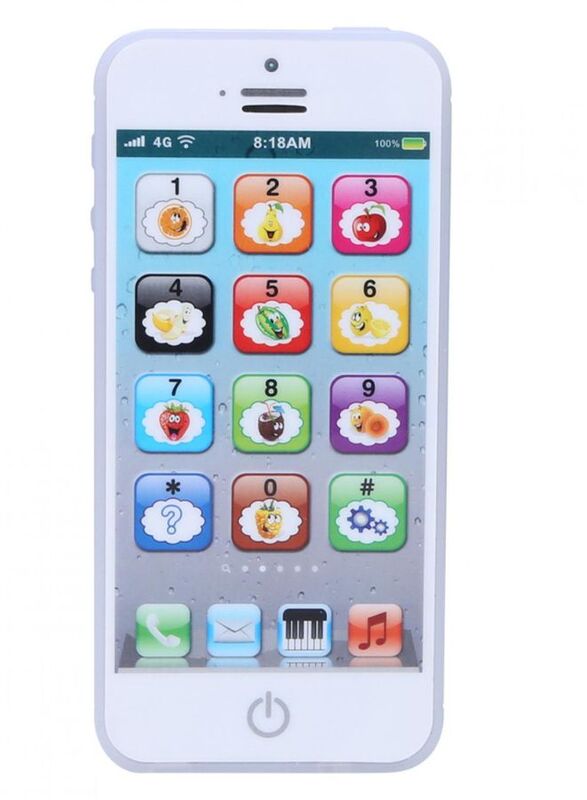 Learning Phone Toy, Baby English Learning Machine with 8 functions Music Light Touch Screen Mobile Phone Toy Early Child Development, White