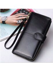 Women's Leather Wallet for everyday use, Women's Clutch with Zipper Coin Purse, Card Holder, and Certificate, Ladies Bracelet Hand Bag