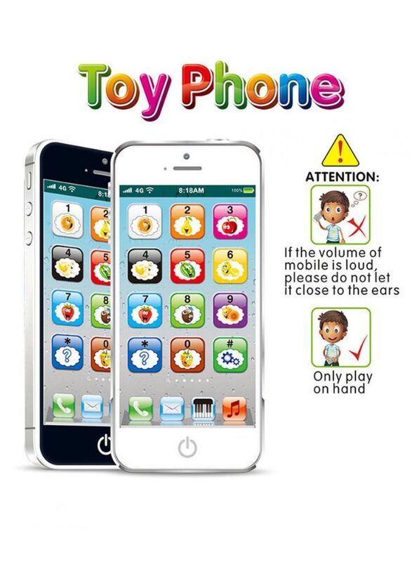 Learning Phone Toy, Baby English Learning Machine with 8 functions Music Light Touch Screen Mobile Phone Toy Early Child Development, White