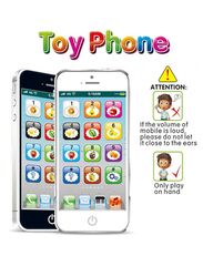 Learning Phone Toy, Baby English Learning Machine with 8 functions Music Light Touch Screen Mobile Phone Toy Early Child Development, White