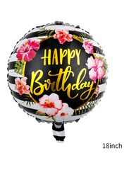 1 pc 18 Inch Birthday Party Balloons Large Size Happy Birthday Flowers Foil Balloon Adult & Kids Party Theme Decorations for Birthday, Anniversary, Baby Shower