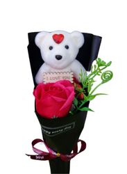 Cute Romantic Teddy Bear Soap Rose Flower Bath Petal Wedding Party, Valentine's Day, Mothers Day, Birthday Gift, Black