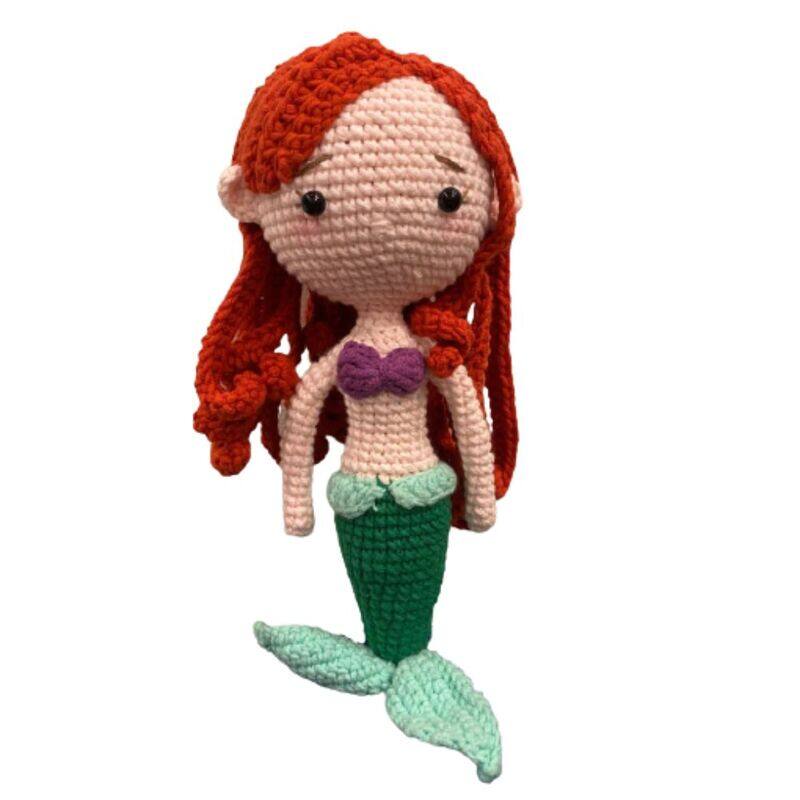 

Generic Handmade Natural Cotton Crochet Mermaid Toy Doll for Baby Friend Amigurumi Crochet Sleeping Buddy for Kids and Adults, 25cm