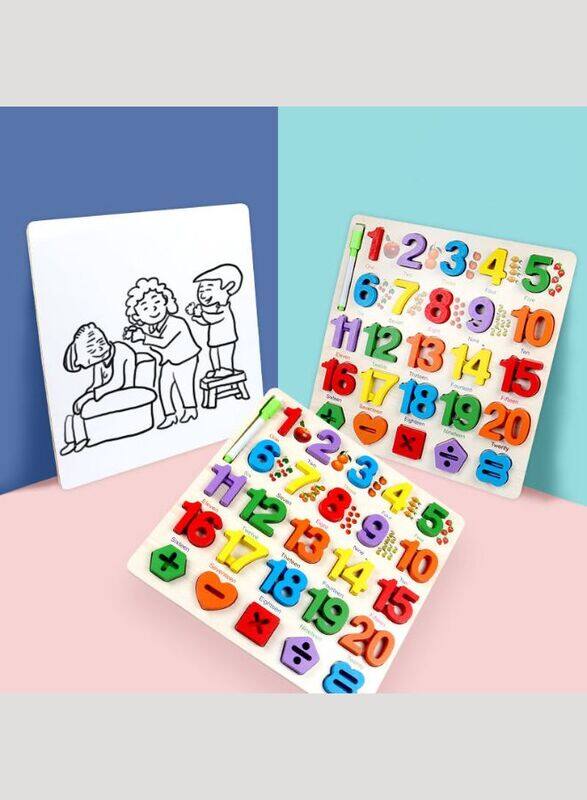 Alphabet and Number Puzzle, Kids Early Development Toy, 3D Wooden Alphabet and Number set