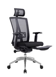 Modern Ergonomic Office Chair with Adjustable Headrest, Armrest and Footrest for Office Executives and Managers, Black