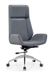 Sleek Modern Executive Office Chair With Full Leather for Long Comfortable Use, Grey