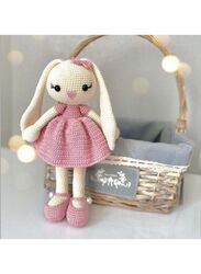 Handmade Natural Wooden and Cotton Crochet Toy Doll with rattle and Pacifier Chain for Baby Friend Amigurumi Crochet Sleeping Buddy for Kids and Adults, Bunny 6 25cm