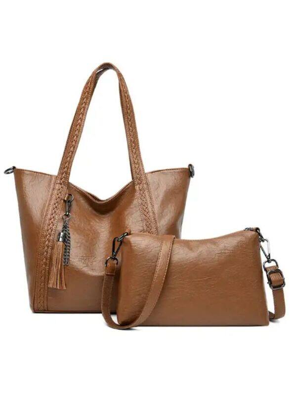 Women Tote Bag PU Leather Shoulder Bags Fashion Bags Large Capacity Handbags with Adjustable Shoulder Strap, Brown