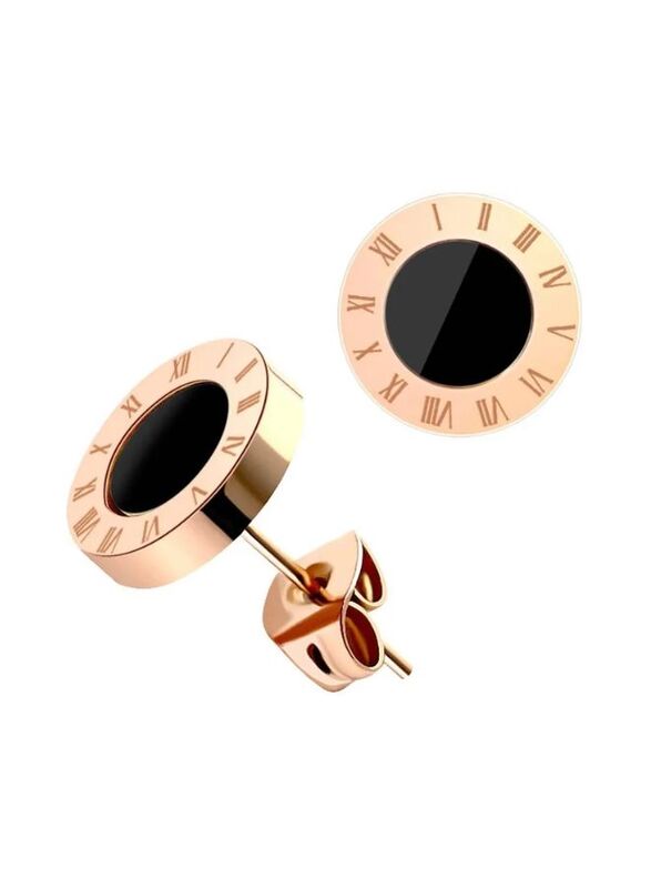Elegant Roman Numeral Earrings for Women Single Stud Black Color Earring , Perfect Jewelery Gift for Women